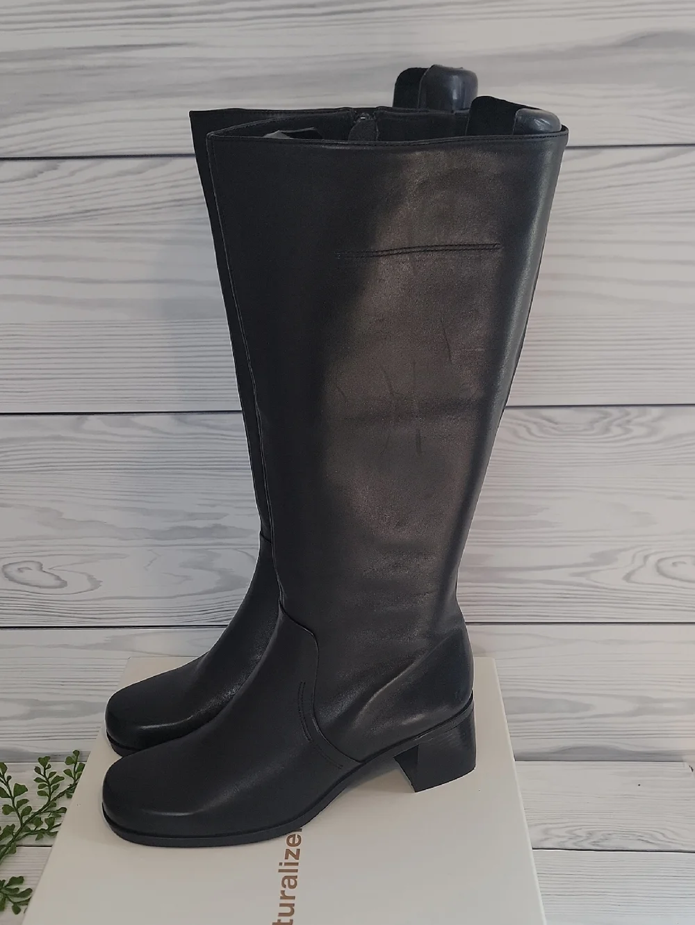 Naturalizer Auburn Hi Plus Knee-High Leather Boots - Black Womens Size 7.5